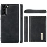For Samsung Galaxy S21 FE DG.MING M1 Series 3-Fold Multi Card Wallet + Magnetic Back Cover Shockproof Case with Holder Function(Black)