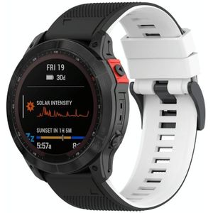 Voor Garmin Fenix 7 Tweekleurige siliconen horlogeband (zwart wit)