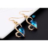 Cute Heart Shaped Crystal Stud Necklace Jewellery Set(Blue)