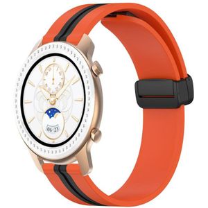 Voor Amazfit GTR 42 mm 20 mm opvouwbare magnetische sluiting siliconen horlogeband (oranje + zwart)
