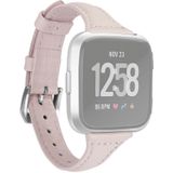 For Fitbit Versa 2 Smart Watch Genuine Leather Wrist Strap Watchband  Shrink Version(Pink)