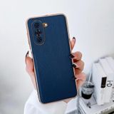 Voor Huawei nova 10 Echt Leer Luolai Serie Nano Plating Telefoon Case (Donkerblauw)