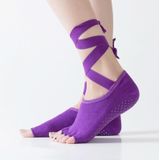 Yoga Five-finger sokken Open-toe Lace-Up Dance Socks Particle Non-Slip sokken  maat: One Size (Deep Purple)