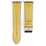 For Apple Watch Series 3 & 2 & 1 38mm Fresh Style Wrist Watch Genuine Leather Band (Yellow)