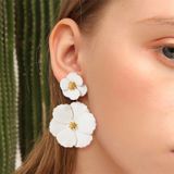 2 PCS Boho Style Earrings Alloy Flower Long Earrings(Red)