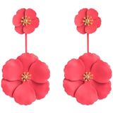 2 PCS Boho Style Earrings Alloy Flower Long Earrings(Red)