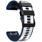 Voor Garmin Fenix 5X Plus 22mm siliconen sport tweekleurige horlogeband (wit + donkerblauw)