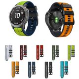 Voor Garmin Fenix 5X Plus 22mm siliconen sport tweekleurige horlogeband (wit + donkerblauw)