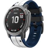 Voor Garmin Fenix 5X Plus 22mm siliconen sport tweekleurige horlogeband (wit + donkerblauw)