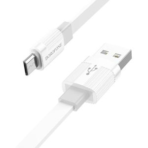 Borofone BX89 USB naar Micro USB Union 2.4A oplaadgegevenskabel  lengte: 1m (wit grijs)