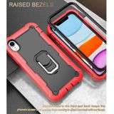 PC + Rubber 3-layers Shockproof Protective Case with Rotating Holder For iPhone XR(Red + Black)