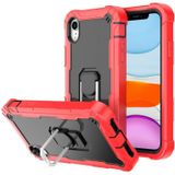 PC + Rubber 3-layers Shockproof Protective Case with Rotating Holder For iPhone XR(Red + Black)