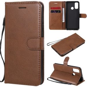 For Huawei P smart 2020 Solid Color Horizontal Flip Protective Leather Case with Holder & Card Slots & Wallet & Lanyard(Brown)