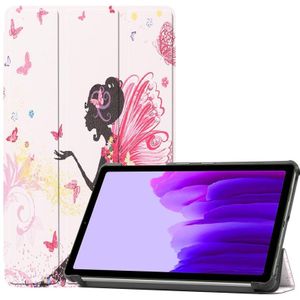 For Samsung Galaxy Tab A7 Lite T225 Colored Drawing Pattern Horizontal Flip Leather Case with Three-folding Holder(Elf Girl)