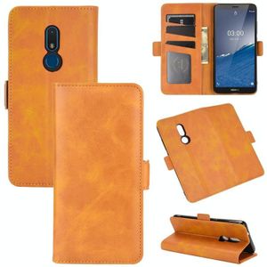 For Nokia C3 Dual-side Magnetic Buckle Horizontal Flip Leather Case with Holder & Card Slots & Wallet(Yellow)