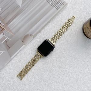 Vijf baht strepen roestvrijstalen band horlogeband voor Apple Watch Series 7 45 mm / 6 & SE & 5 & 4 44mm / 3 & 2 & 1 42mm