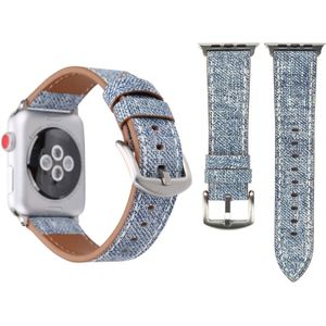For Apple Watch Series 3 & 2 & 1 38mm Simple Fashion Genuine Leather Cowboy Pattern Watch Strap(Baby Blue)