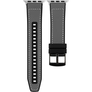 Voor Apple Watch 5 44 mm hybride lederen siliconen horlogeband