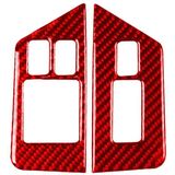 2 PCS / Set Carbon Fiber Car Window Lift Defogger Button Decorative Sticker for Nissan GTR R35 2008-2016  Left Driving(Red)