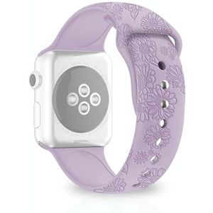 Zonnebloem embossing siliconen horlogeband voor Apple Watch Series 7 45 mm / 6 & SE & 5 & 4 44mm / 3 & 2 & 1 42mm