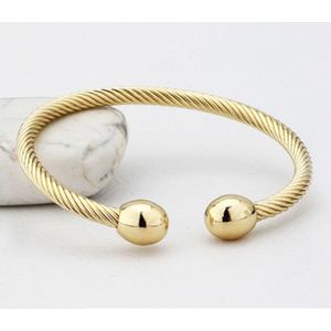 Europe and America Style Female Brass-plating Jewelry Gold Garlic Magnetic Health Open Bracelet  Size: 8mm*17cm(Gold)