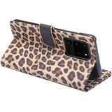 For Galaxy S20 Ultra Leopard Pattern Horizontal Flip Leather Case with Holder & Card Slots(Yellow)