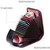 KB189 Vertical Cowhide Leather Organ Shape Multiple Card Slots Anti-magnetic RFID Wallet for Ladies  with Transparent Window(Coffee)