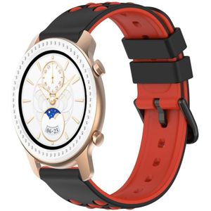 Voor Amazfit GTR 42 mm 20 mm tweekleurige poreuze siliconen horlogeband (zwart + rood)