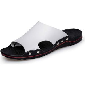 Mannen casual strand schoenen slippers microfiber slijtage sandalen  grootte: 45 (wit)