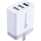 3 USB poorten (3A + 2.4A + 2.4A) snelle Lader QC 3.0 reislader  USA stekker  Voor iPhone  iPad  Samsung  HTC  Sony  Nokia  LG nl andere Smartphones