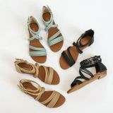 Dames Zomer Wedge Sandalen Open-Teen Dik Zolen Romeinse Stijl Sandalen  Maat: 41(Zwart)