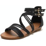 Dames Zomer Wedge Sandalen Open-Teen Dik Zolen Romeinse Stijl Sandalen  Maat: 41(Zwart)