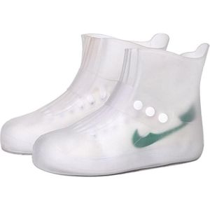 Fashion Integrated PVC Waterproof  Non-slip Shoe Cover with Thickened Soles Size: 34-35(White)