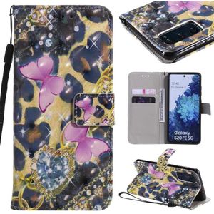 Voor Samsung Galaxy S20 FE 3D schilderij horizontale flip lederen geval met houder & card slot > Lanyard (roze vlinders)