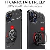 Metal Ring Holder 360 Degree Rotating TPU Case For iPhone 13(Black+Red)