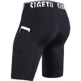 SIGETU Quick-drying Stretch Tights Five Pants (Color:Black Size:XXXL)
