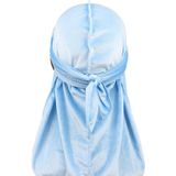 Velvet Turban Cap Long-tailed Pirate Hat Chemotherapy Cap (Sky Blue)