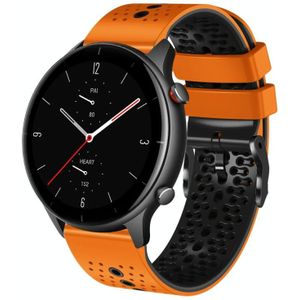 Voor Amazfit GTR 2e 22 mm geperforeerde tweekleurige siliconen horlogeband (oranje + zwart)