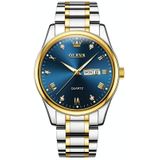 OLEVS 5563 heren lichtgevend waterdicht quartzhorloge (blauw + goud)