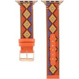 Ethnic Leather Watchband For Apple Watch Series 6 & SE & 5 & 4 44mm / 3 & 2 & 1 42mm(Orange)