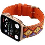Ethnic Leather Watchband For Apple Watch Series 6 & SE & 5 & 4 44mm / 3 & 2 & 1 42mm(Orange)