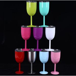 New Fashion Stainless Steel Vacuum Cup Red Wine Cocktail Goblet Creative Gift (Magenta)