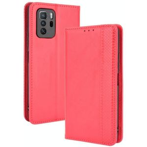 For Xiaomi Redmi Note 10 Pro 5G / Poco X3 GT Magnetic Buckle Retro Crazy Horse Texture Horizontal Flip Leather Case with Holder & Card Slots & Photo Frame(Red)