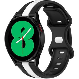 Voor Samsung Galaxy Watch4 44 mm 20 mm vlindergesp tweekleurige siliconen horlogeband (zwart + wit)