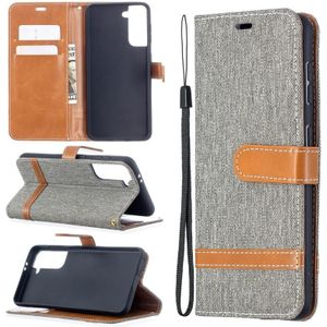 For Samsung Galaxy S30 Color Matching Denim Texture Horizontal Flip Leather Case with Holder & Card Slots & Wallet & Lanyard(Grey)