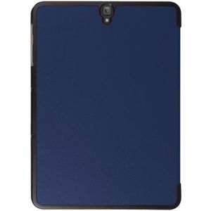 For Galaxy Tab S3 9.7 inch T820 / T825 Custer Texture Horizontal Flip Leather Case with 3-folding Holder(Dark Blue)