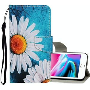 For iPhone 8 / 7 Colored Drawing Pattern Horizontal Flip Leather Case with Holder & Card Slots & Wallet(Daisy)