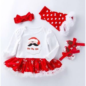 Vierdelige Baby Snowflake jurk met lange mouwen (kleur: santa claus grootte:66)