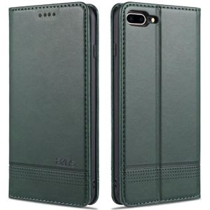 AZNS Magnetic Calf Texture Horizontal Flip Leather Case with Card Slots & Holder & Wallet For iPhone 8 Plus/7 Plus(Dark Green)