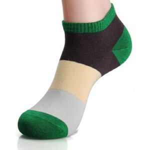 20 Pairs Men Splicing Color Summer Socks Combed Cotton Breathable Sweat Absorption Elastic Ankle Adults Socks(Green)